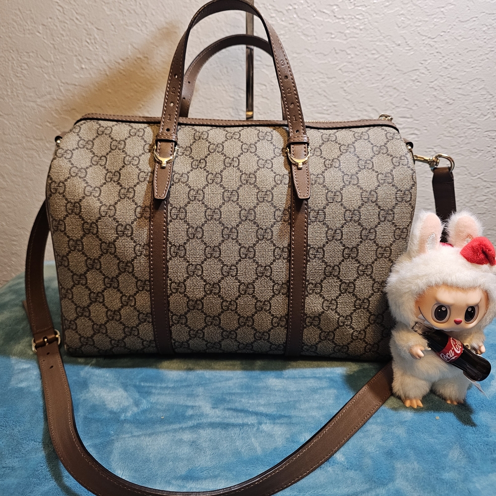 Gucci Beige and Brown Monogram Travel Bag bandulier size 30